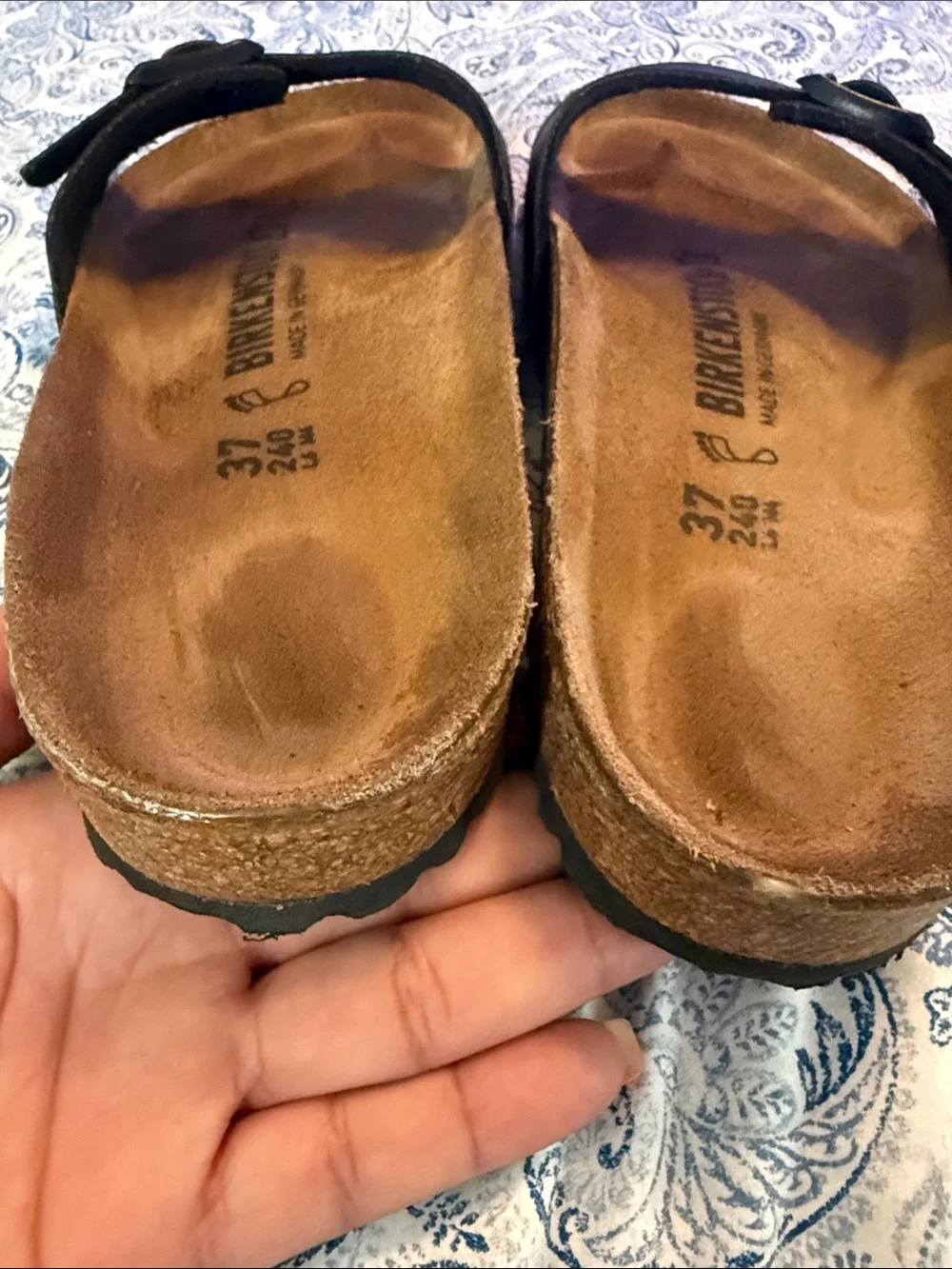 Birkenstock Black Slip-On Cork Footbed Sandals